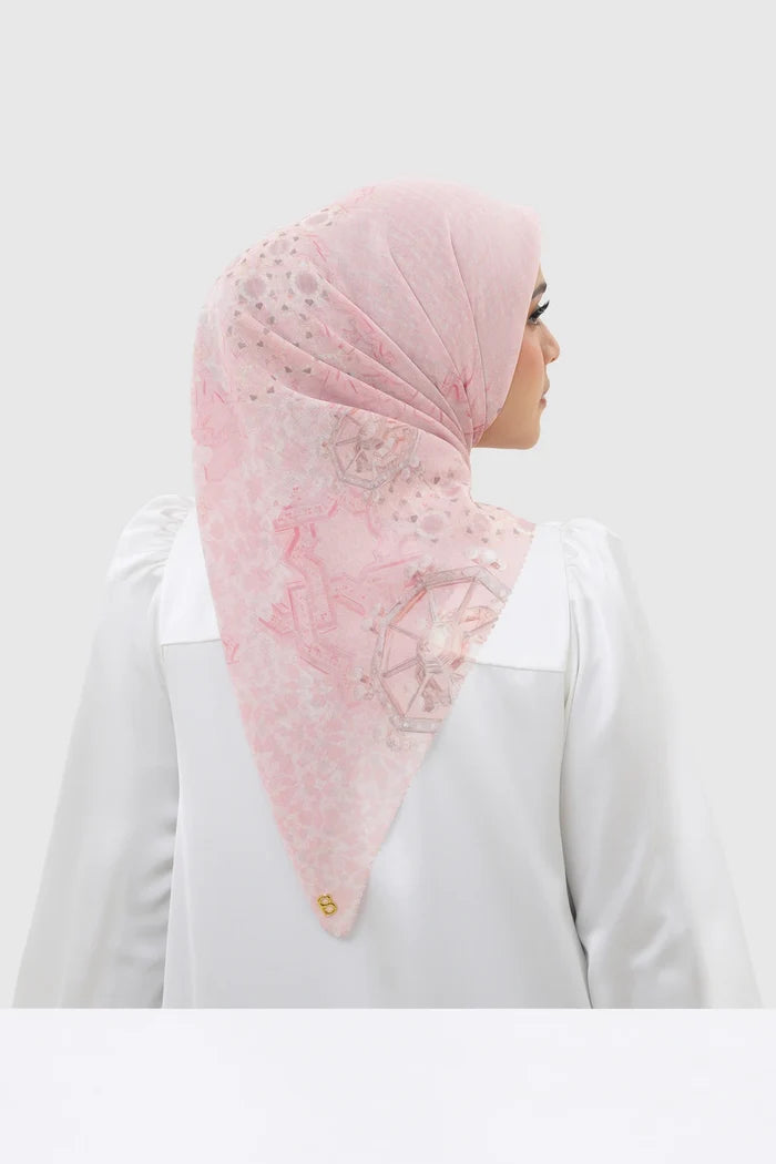 haramain 2 printed square scarf in dusk by buttonscarves back view