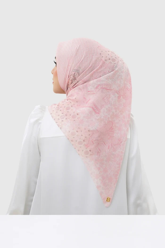 haramain 2 printed square scarf in dusk by buttonscarves back view