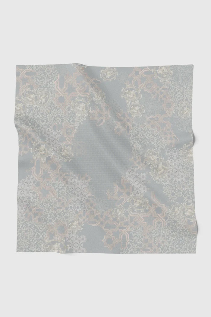 haramain 2 printed square scarf in marwah by buttonscarves