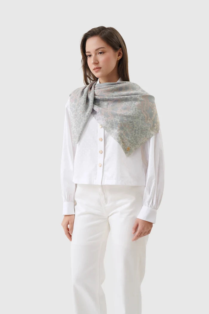 haramain 2 printed square scarf in marwah by buttonscarves style look