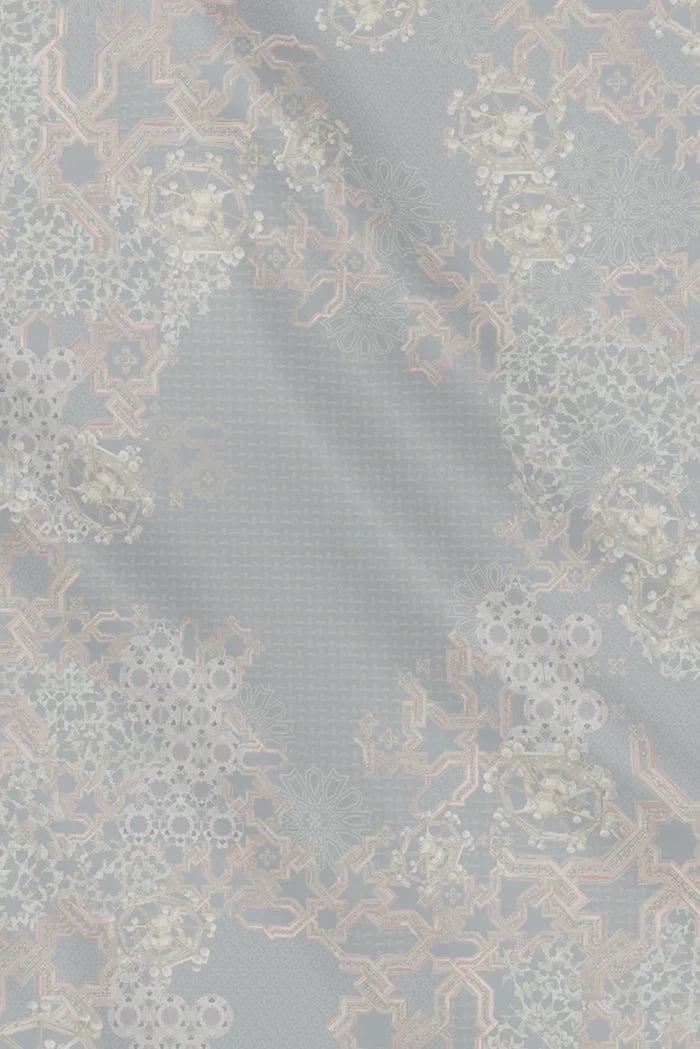 haramain 2 printed square scarf in marwah by buttonscarves motifs detail