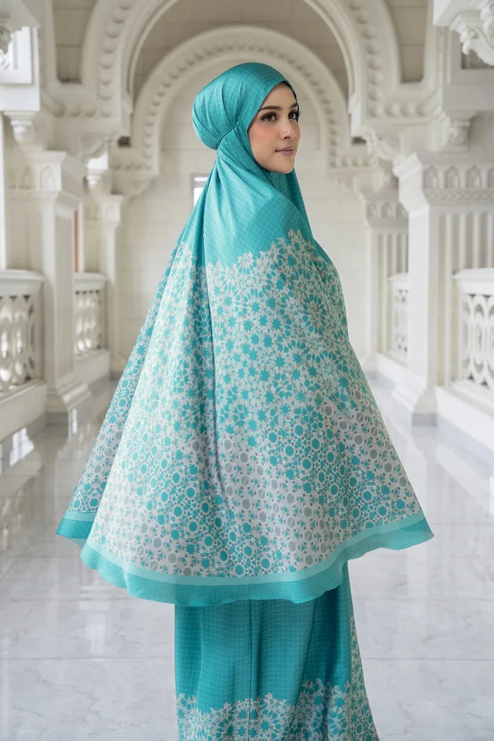 haramain 2 prayer robe in safa by buttonscarves side view