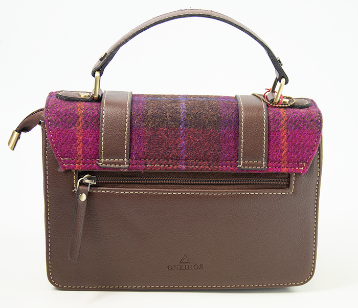 Harris Tweed Medium Satchel Bag 1 in Rich Brown | Authentic Handwoven Scottish Wool Shoulder & Crossbody Bag with Leather Trim | Durable Heritage Satchel for Work, Travel, Shopping & Daily Use