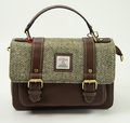 Harris Tweed Medium Satchel Bag 13 Brown | Authentic Handwoven Scottish Tweed Shoulder & Crossbody Bag | Classic, Durable & Stylish Everyday Satchel for Work, Travel, Shopping & Heritage Fashion Lovers