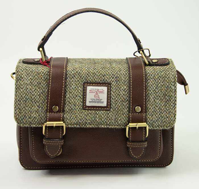 Harris Tweed Medium Satchel Bag 13 Brown | Authentic Handwoven Scottish Tweed Shoulder & Crossbody Bag | Classic, Durable & Stylish Everyday Satchel for Work, Travel, Shopping & Heritage Fashion Lovers