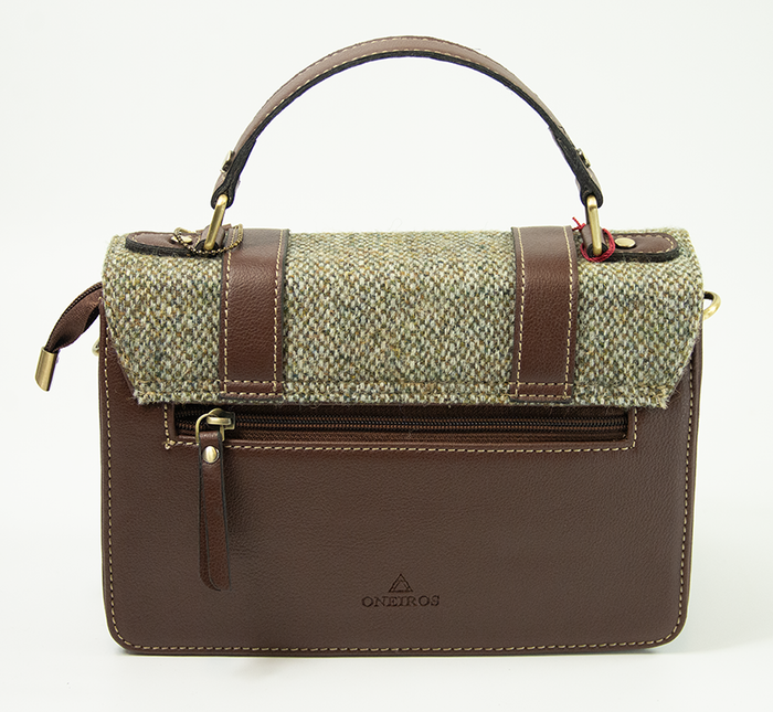 Harris Tweed Medium Satchel Bag 13 Brown | Authentic Handwoven Scottish Tweed Shoulder & Crossbody Bag | Classic, Durable & Stylish Everyday Satchel for Work, Travel, Shopping & Heritage Fashion Lovers