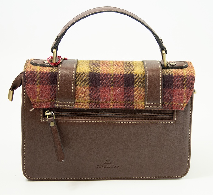 Harris Tweed Medium Satchel Bag DPX-07 Brown | Authentic Handwoven Scottish Tweed Shoulder Satchel | Durable, Stylish & Timeless Everyday Bag for Work, Travel, Shopping & Heritage Fashion Lovers