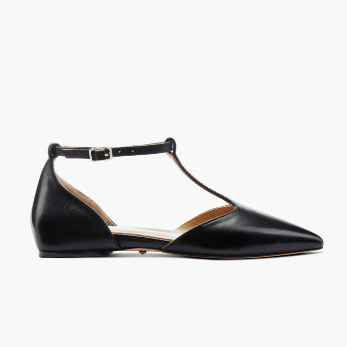 HEART BLACK - T-bar Ballet Flats