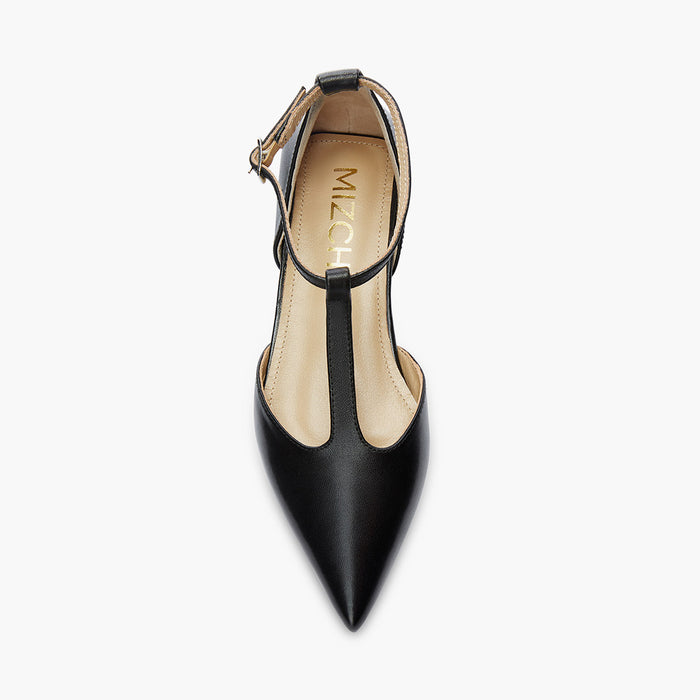 HEART BLACK - T-bar Ballet Flats