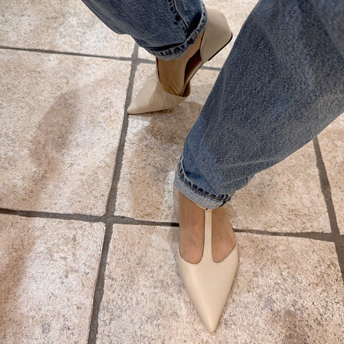 HEART OFF WHITE - T-bar Ballet Flats