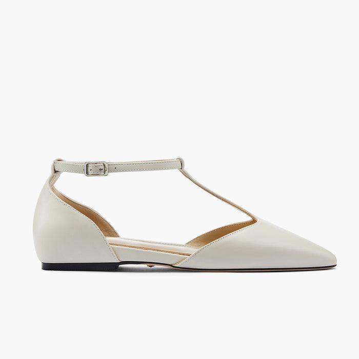 HEART OFF WHITE - T-bar Ballet Flats
