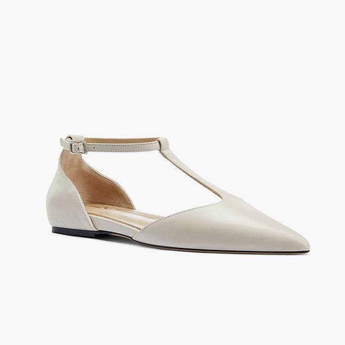 HEART OFF WHITE - T-bar Ballet Flats