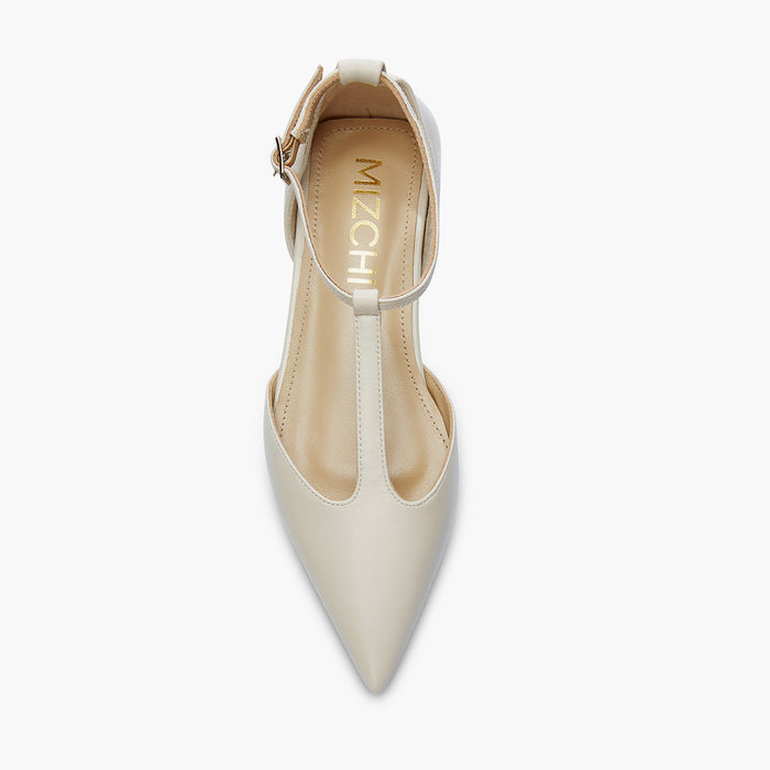 HEART OFF WHITE - T-bar Ballet Flats