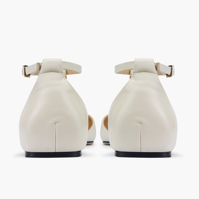 HEART OFF WHITE - T-bar Ballet Flats