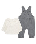 Heart Woven Overall Set (3M-12M) - Little Me