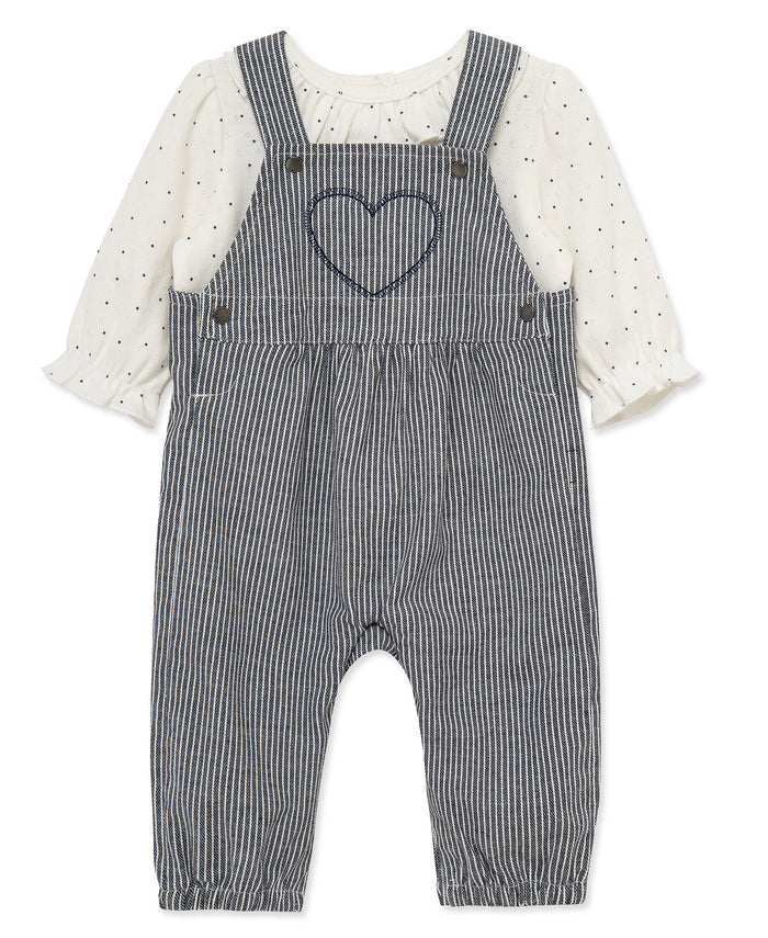 Heart Woven Overall Set (3M-12M) - Little Me