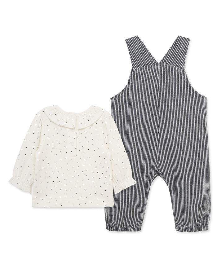 Heart Woven Overall Set (3M-12M) - Little Me