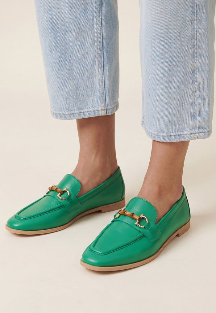 Hight Quality Leather Loafers - Green