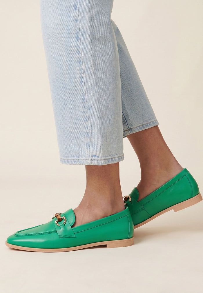 Hight Quality Leather Loafers - Green