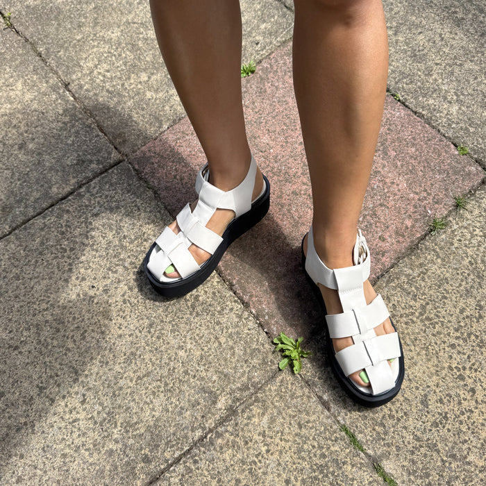Ingrid - Ivory Leather Platform Sandals