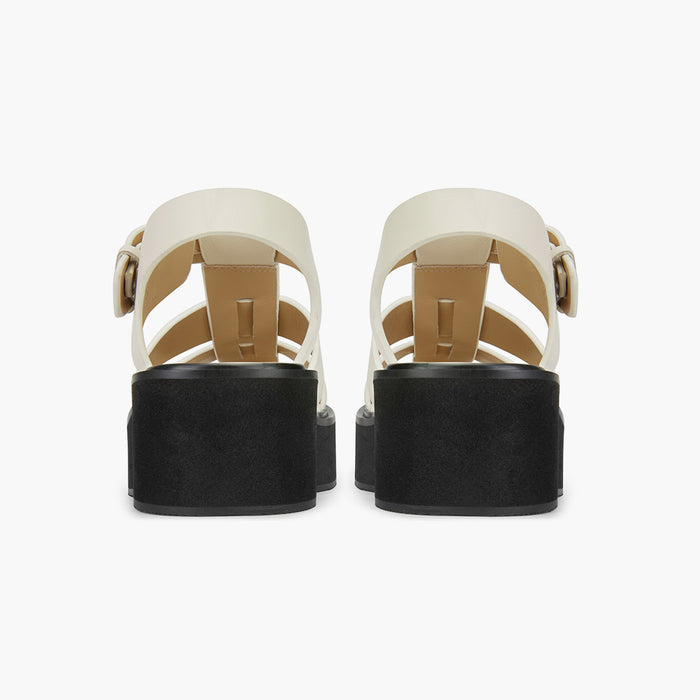 Ingrid - Ivory Leather Platform Sandals