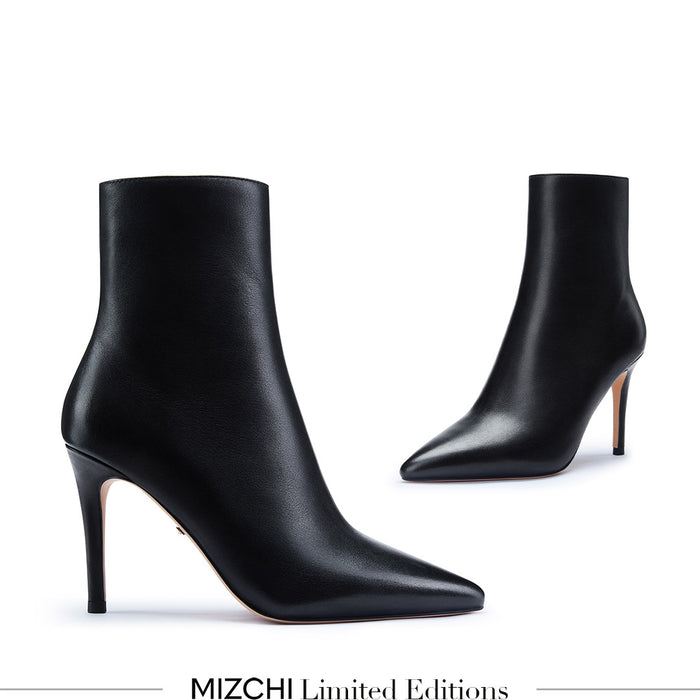 JINNY - classic black leather ankle boots
