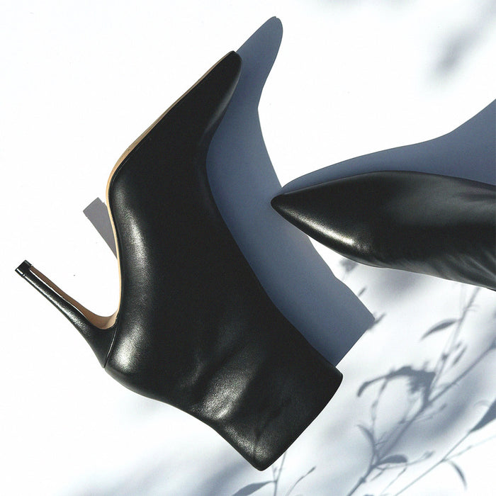 JINNY - classic black leather ankle boots
