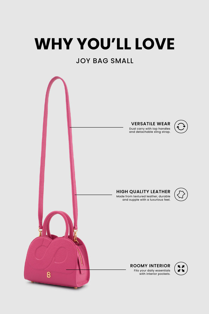 joy bag small in viva magenta by buttonscarves feature overview