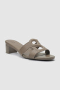 kefi block heels in taupe by buttonscarves
