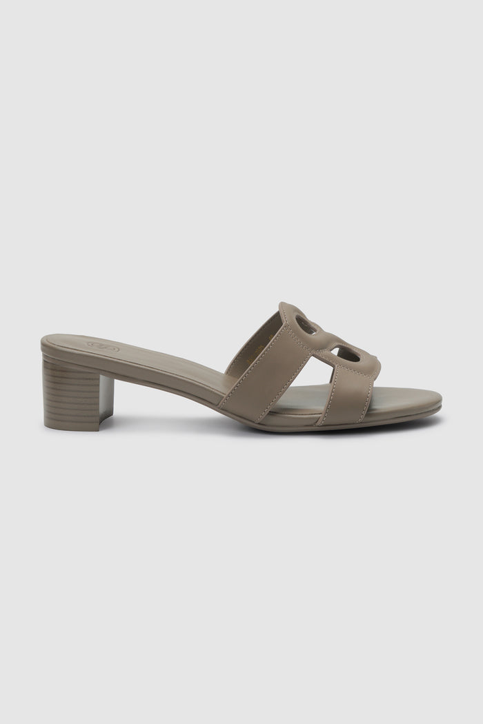 kefi block heels in taupe by buttonscarves side view