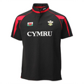 Kids Black Poly Style WALES Rugby Shirt | Lightweight, Durable & Breathable Rugby Jersey | Stylish Black Design with Bold WALES Logo for Training, Matches, PE, Sports Clubs & Supporter Wear