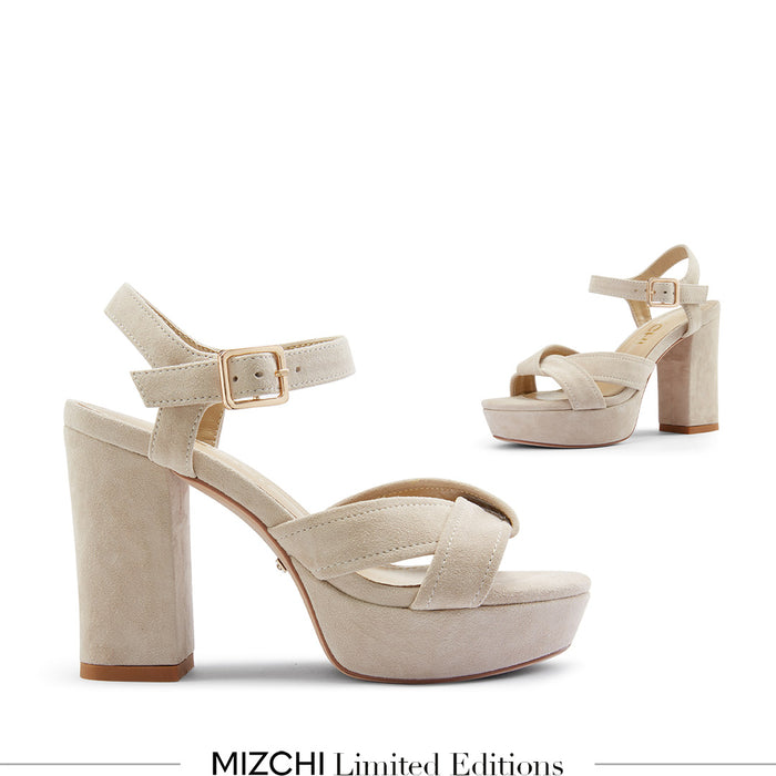 LA LUNA - beige suede platform sandal