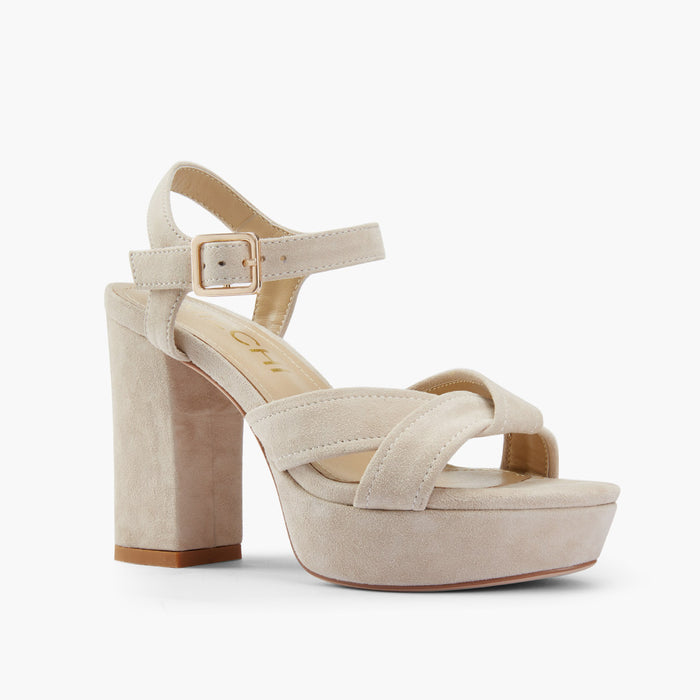 LA LUNA - beige suede platform sandal