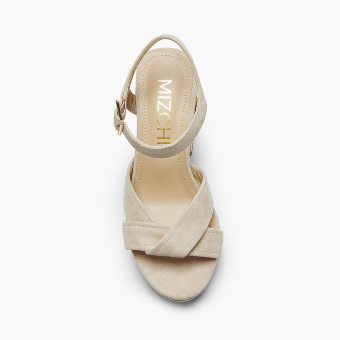 LA LUNA - beige suede platform sandal