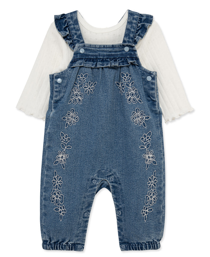 Lacey Woven Overall Set (3M-12M) - Little Me