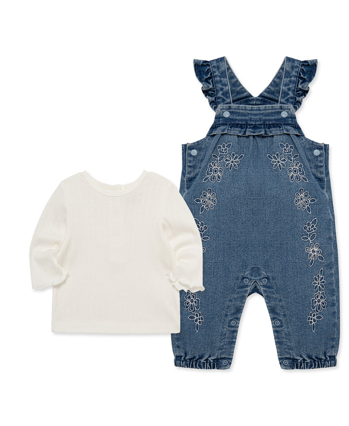 Lacey Woven Overall Set (3M-12M) - Little Me