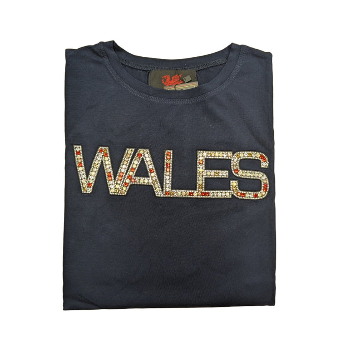 Ladies Cymru Wales Diamonte Skinni T-Shirt