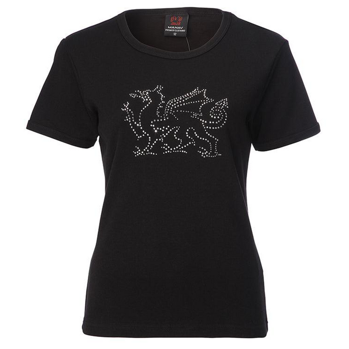 Ladies Welsh Diamante Dragon Skinni T-Shirt | Slim-Fit Women’s Tee with Sparkling Diamante Red Dragon Design | Stylish, Comfortable & Durable for Festivals, Events & Everyday Welsh Pride