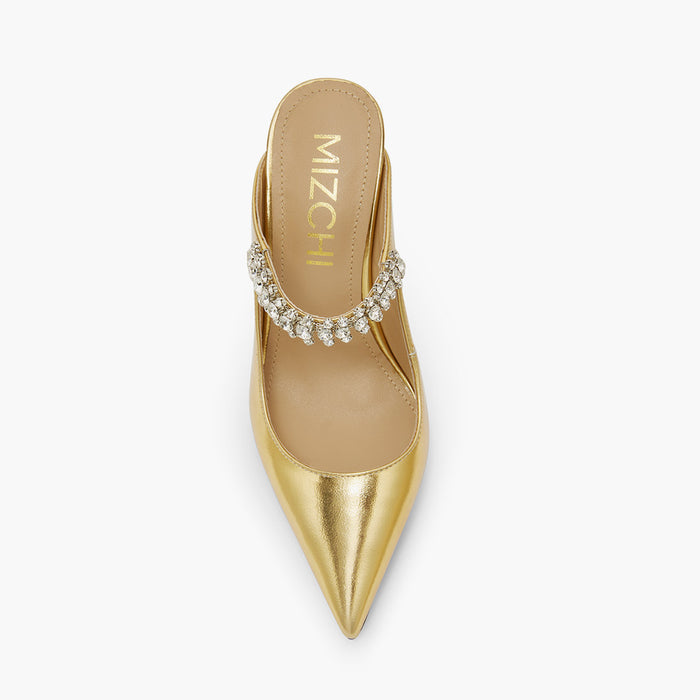 LAMIO- gold leather mules
