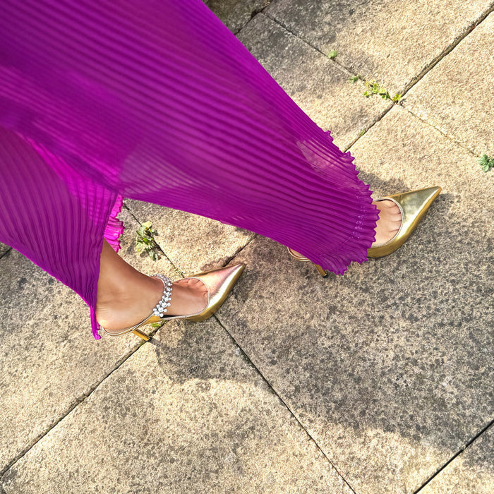 LAMIO- gold leather mules