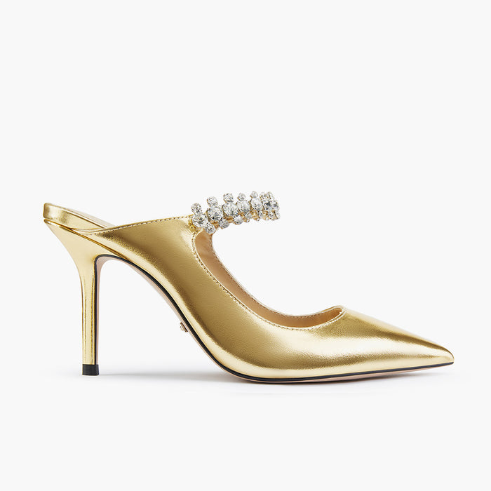 LAMIO- gold leather mules