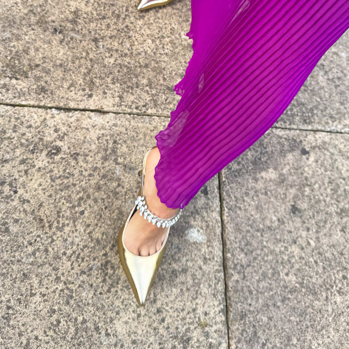 LAMIO- gold leather mules