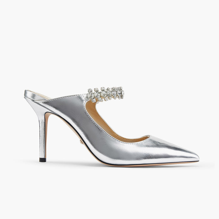 LAMIO- silver leather mules