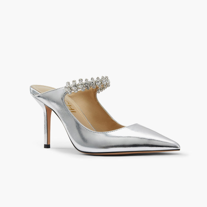 LAMIO- silver leather mules
