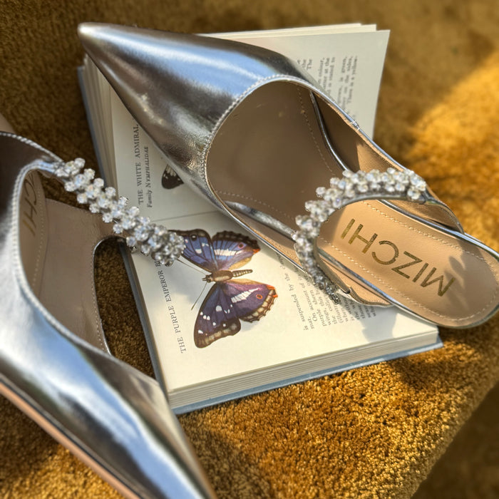 LAMIO- silver leather mules