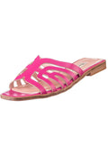 Stylish pink laser cut sandals for women, perfect for stepping out in style.