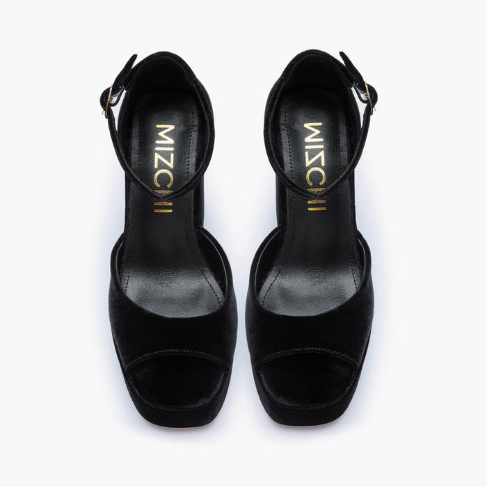 LAURANCE - black velvet platform