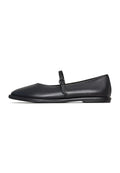 A stylish pair of black leather ballerina shoes, the Alba ballerinas, perfect as women's ballet flats for any occasion.