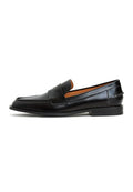 A chic selection of women's loafers including patent black loafers, leather block heels, and block heeled loafers in black patent finish.