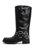 A stylish pair of black Lily leather boots - high-quality women's leather boots perfect for any outfit.